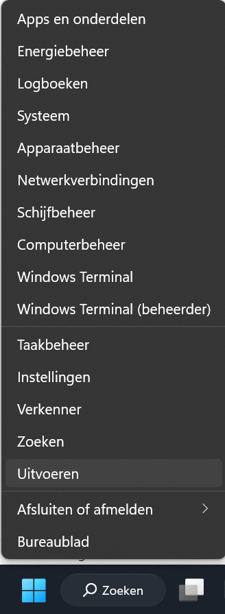 startknop windows